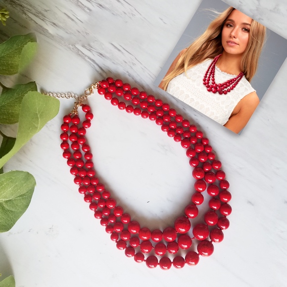 LacouturecJewelry Jewelry - NWOT Three Layered faux Red Stone Necklace